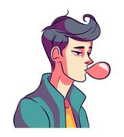 A man with a bubble gum in his mouth vector