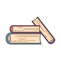 A stack of books with a pencil on top vector