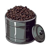 Coffee beans in a tin can illustration vector