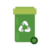 A green trash can with a recycling symbol on it vector