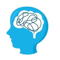 A blue head with a brain in it vector