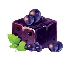 A piece of blueberry ice cream with berries on it vector