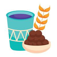 A cup of coffee and a bowl of beans vector