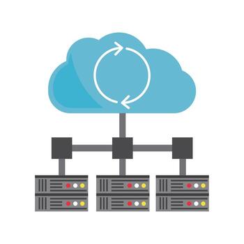 nube informática servidor con dos servidores y un nube vector