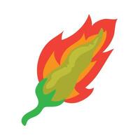 A green pepper with a flame on it vector