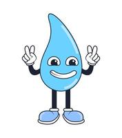 Water drop cartoon character with two hands and feet vector