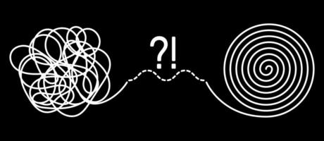 Chaos and order business concept. Psychological help. Coaching, mentoring. Brainstorming solutions to mental problems. vector