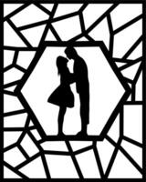 two adults making out on a laser cutting frame vector