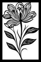 a black and white drawing of a flower with the word lily on it. vector