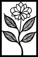 a drawing of a flower with the leaves drawn on it vector