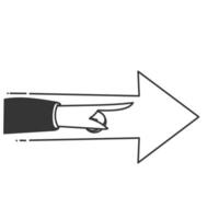 a hand pointing to an arrow pointing to the right vector