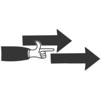 a hand pointing to an arrow pointing to the right vector