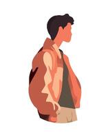 A man in a jacket is standing in profile vector