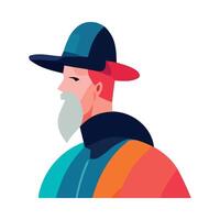 A man with a hat and beard in a colorful outfit vector