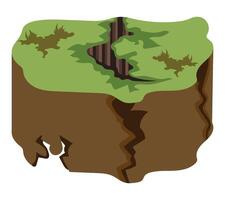 A cartoon illustration of a piece of land with a tree on it vector