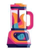 A blender with a colorful lid and a cup vector