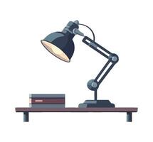 A lamp on a desk with books and a lamp vector