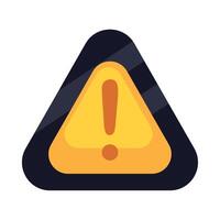 A yellow warning triangle with an exclamation mark vector