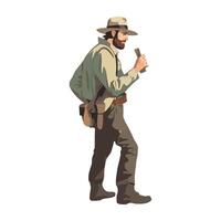 A man in a hat and a beard is walking vector