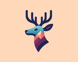 a colorful deer head with geometric shapes on it vector