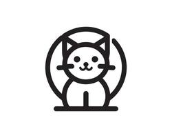 a black and white cat icon on a white background vector