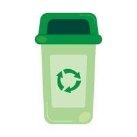 A green recycling bin with a circular arrow on it vector