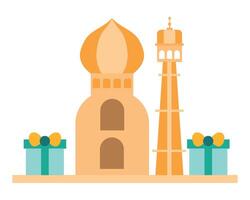 An illustration of a mosque and a tower vector