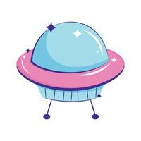 A cartoon alien spaceship with a blue and pink hat vector
