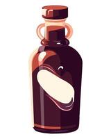 A bottle of syrup with a white label on it vector