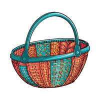 A basket with colorful designs on it vector
