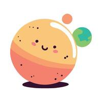 Cartoon planet with a smiley face and a planet vector