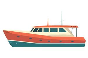 A boat on a white background with a red and orange color vector