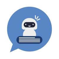 A robot is sitting on top of a book vector