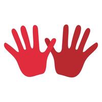 Two hands with red hands on a white background vector