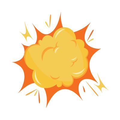A cartoon explosion icon on a white background
