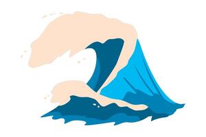 A cartoon wave with a blue wave coming out of it vector