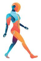 A robot walking in a colorful outfit vector