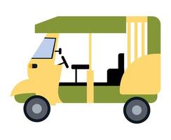 A yellow and green tuk tuk is shown vector