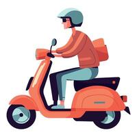 A man riding a scooter on a white background vector