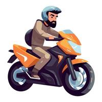 A man with a beard riding a motorcycle vector