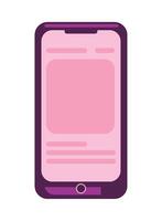 Smartphone icon with pink background on white background vector