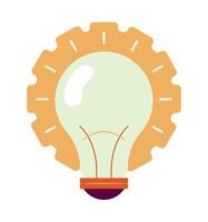 An illustration of a light bulb with gears inside vector