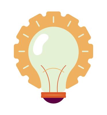 An illustration of a light bulb with gears inside