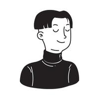 A black and white drawing of a man with a turtleneck vector