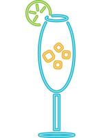 A glass with a lemon slice and ice cubes vector