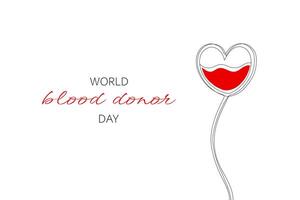 World Donor Day. Art line of blood containers in the shape of a heart. Minimalistic illustration vector