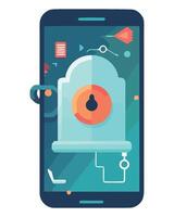 A smartphone with a lock on it and a computer icon vector