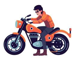 A man is riding a motorcycle on a white background vector