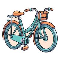 A cartoon bike with a basket on the back vector