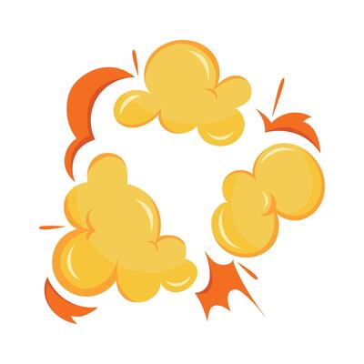 A cartoon explosion of yellow smoke